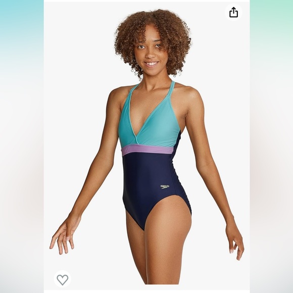 Speedo One Piece Adjustable Crossback Swimsuit in Porcelain - Picture 4 of 12